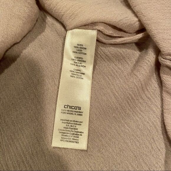 Chico’s Tan Crocheted Top Blouse Size Large - Picture 10 of 11